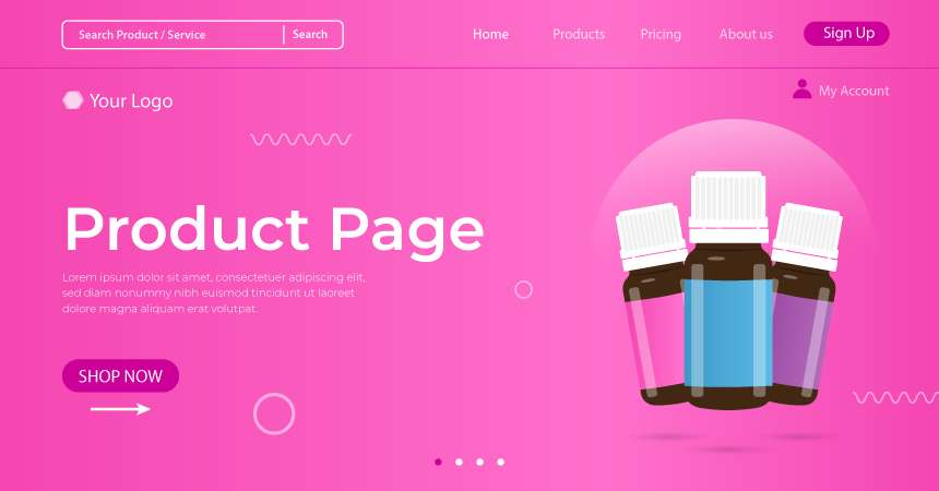 Product landing page home page design template