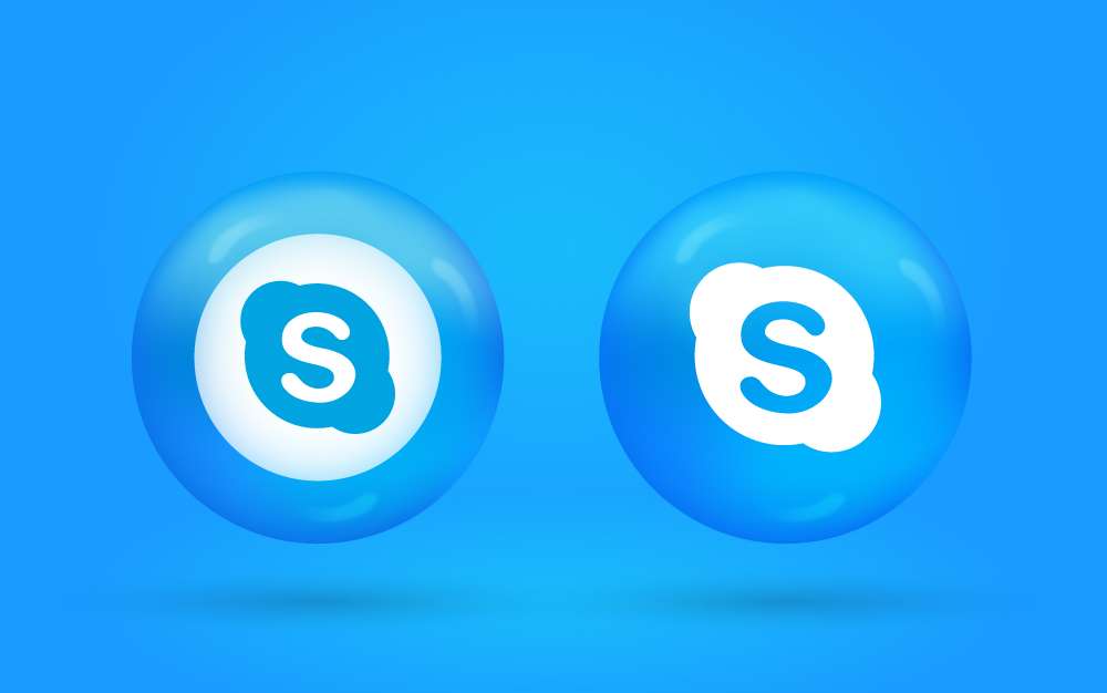 3d skype logo in circle vector download