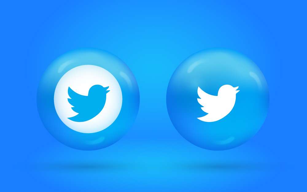 3d twitter logo in circle with blue color vector download