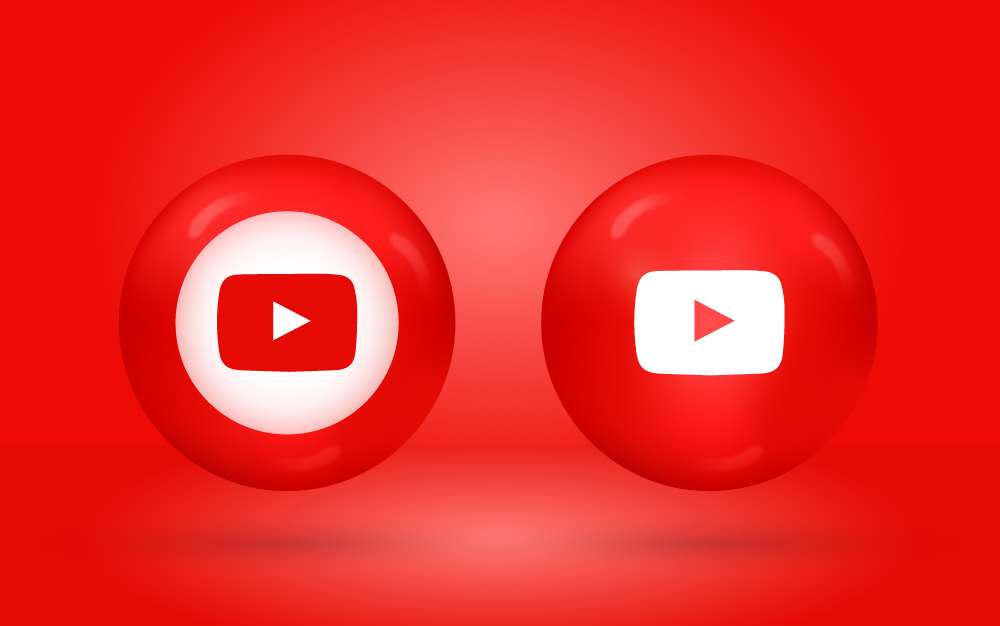 3d youtube logo in circle vector download