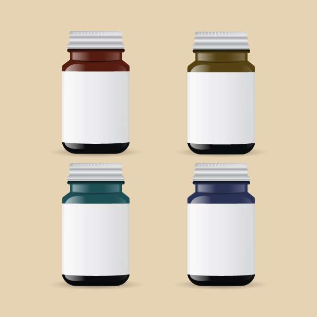 Medicine bottle in multi colors vector download