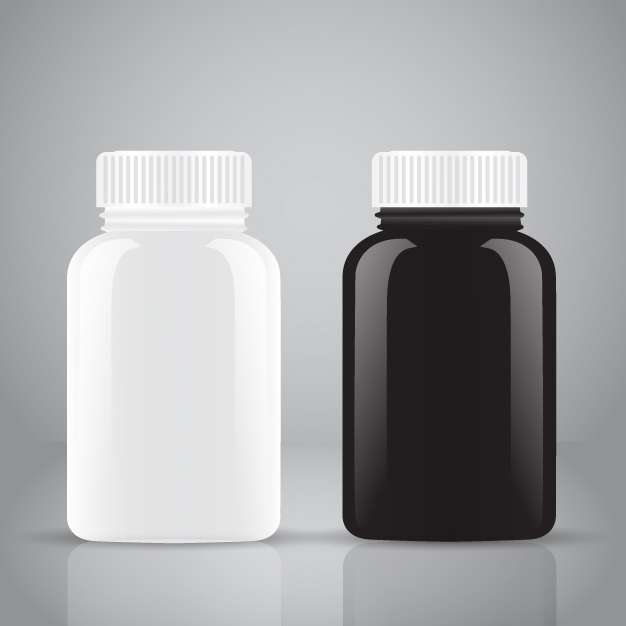 Medicine tablet bottle black and white vector download