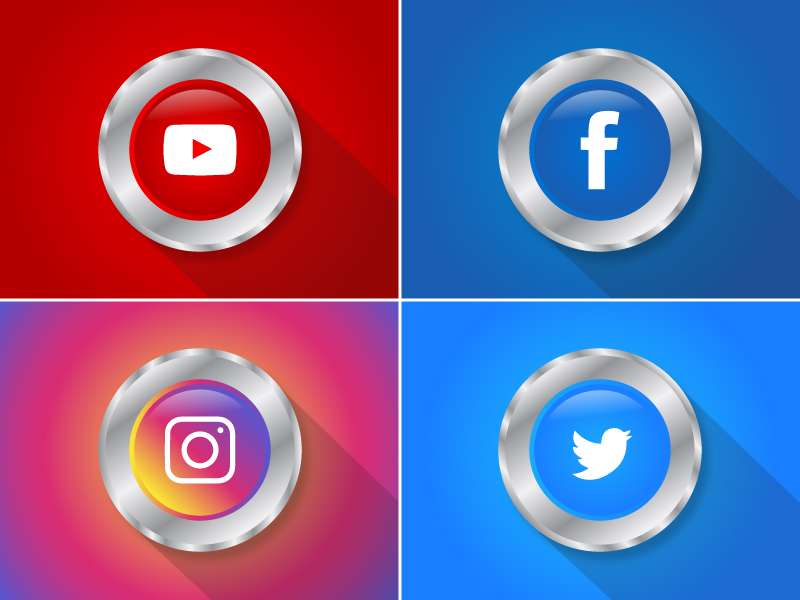 Free silver social media icons pack