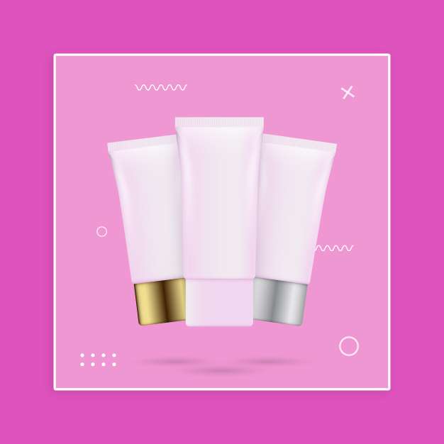 Realistic three beauty products free vector