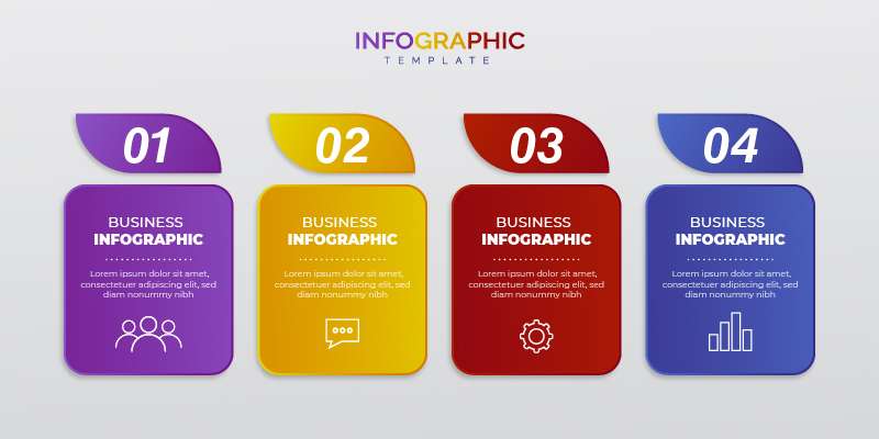 Four steps colorful infographic design template free