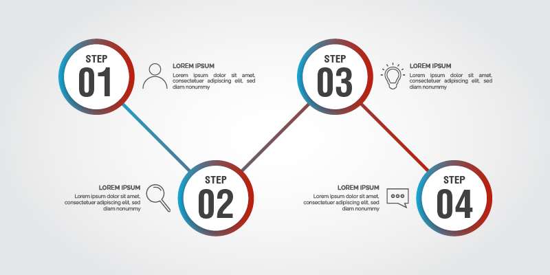 Four steps timeline infographic template design