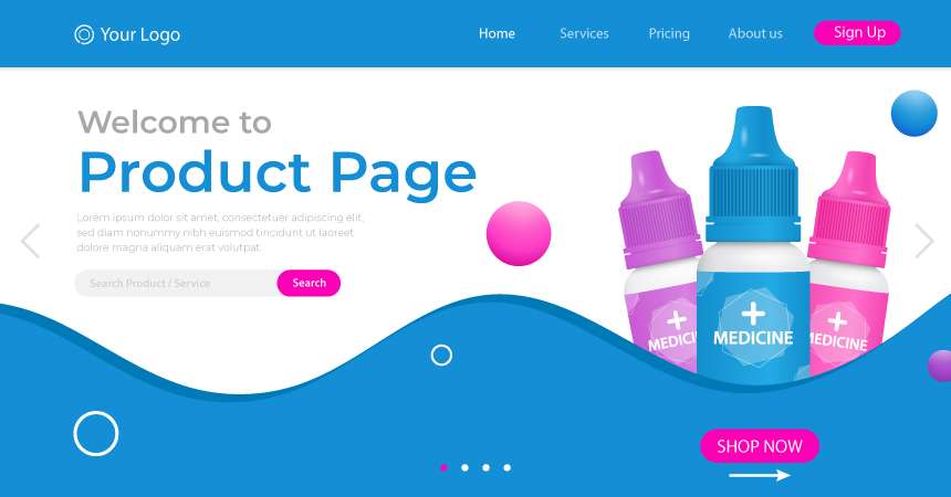 Product landing page abstract design template