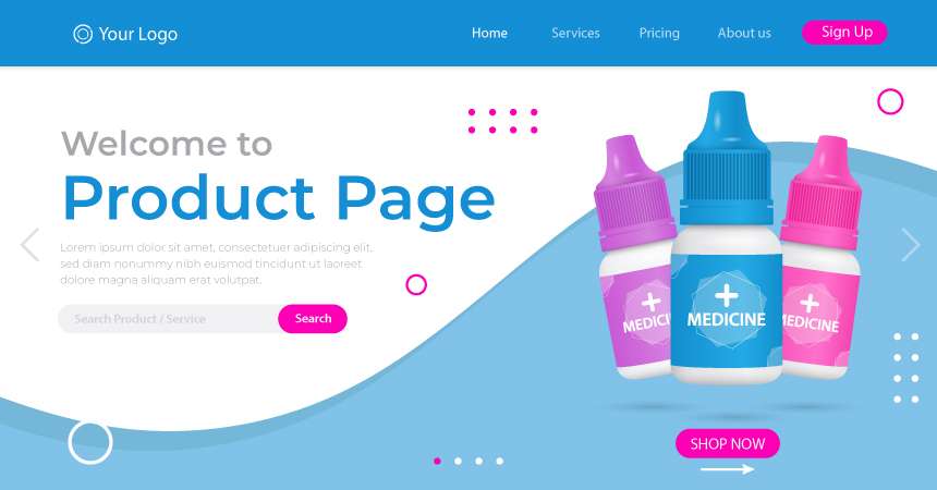 Product landing page abstract design template download
