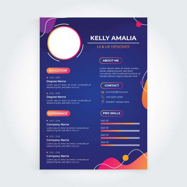 professional resume cv template design in multi colors