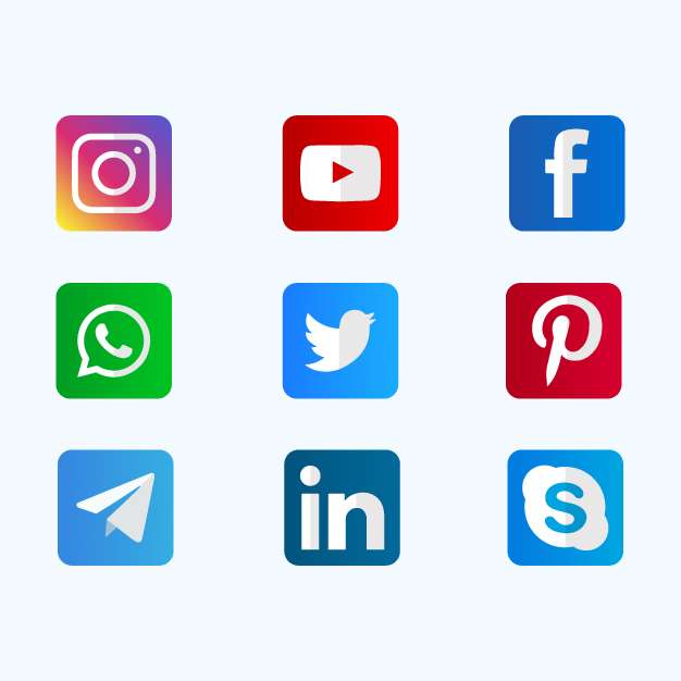 Popular Social media set icons free download vector