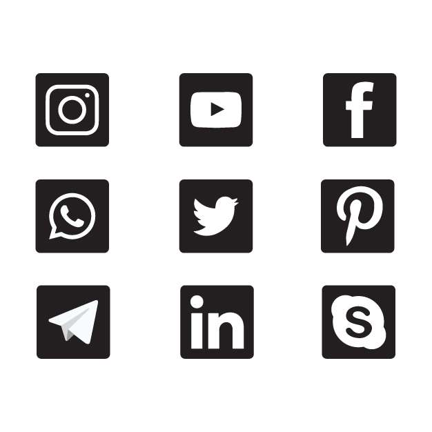 Social media icons set black and white free download