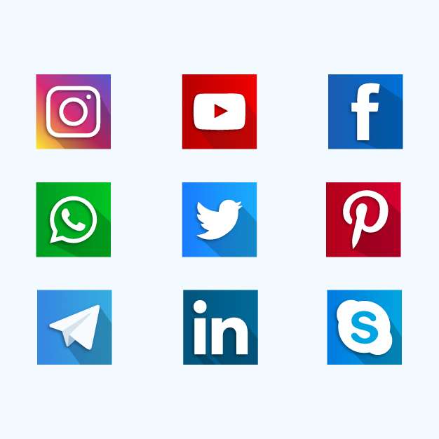 Popular social media set icons free download vector
