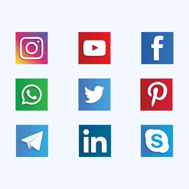 Set of social media icons free download vector