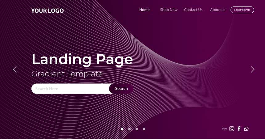 Web landing page design with wavy lines download