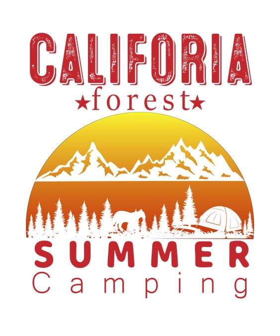 California forest summer camping t shirt design