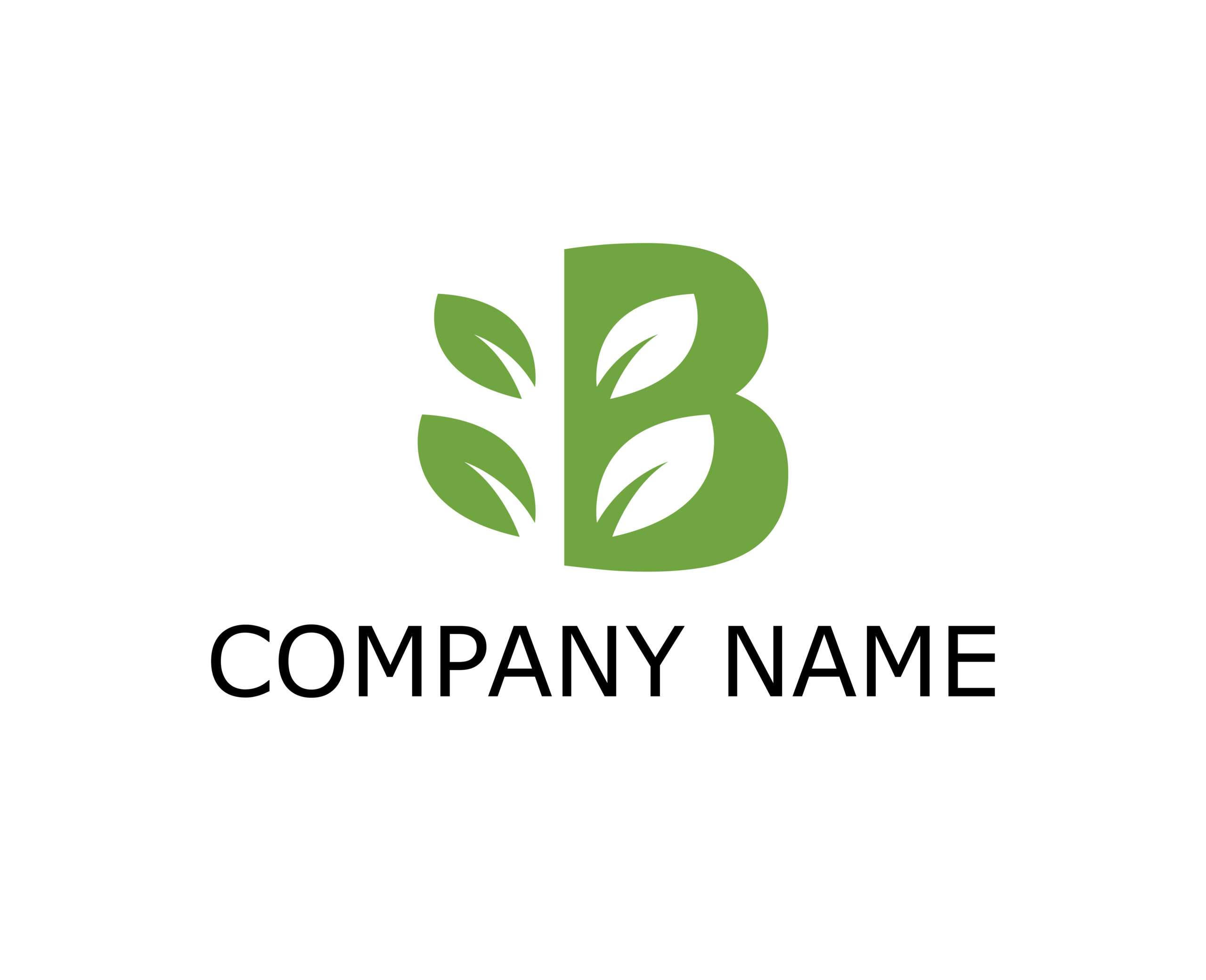 Modern company b letter logo design with leaves mockup