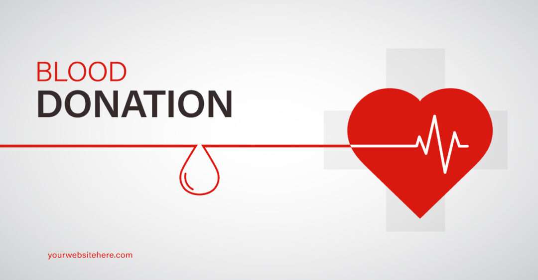 Blood donation abstract banner with heart vector