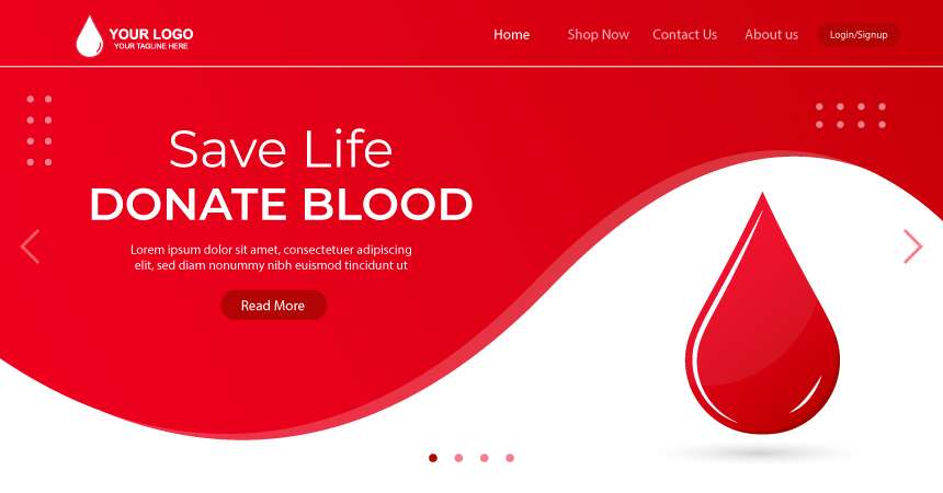 Blood donation landing page design