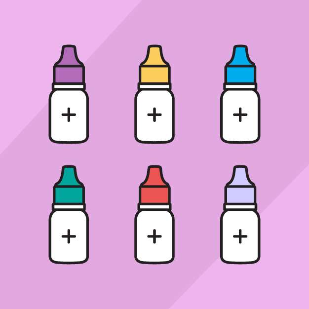 Drops bottle line icons in multicolors free vector