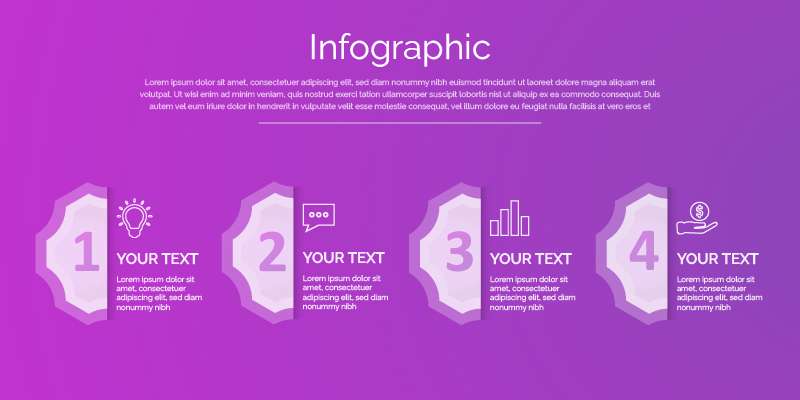 Professional four options / steps infographics design with icons our mission