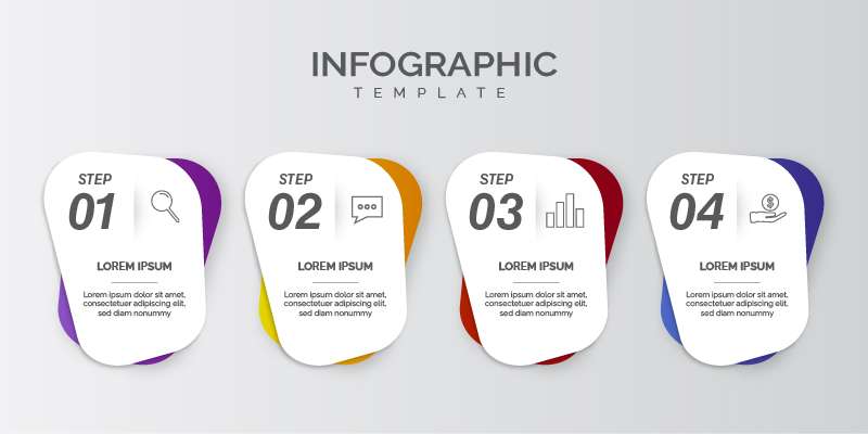 Professional four steps infographics design templates with icons