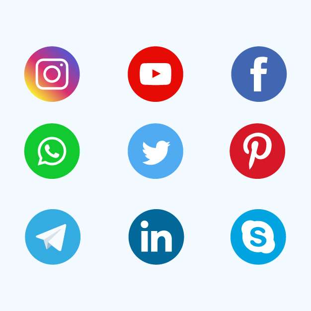 Simple social media icons in circle