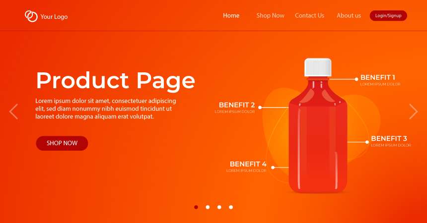 Website product page design idea