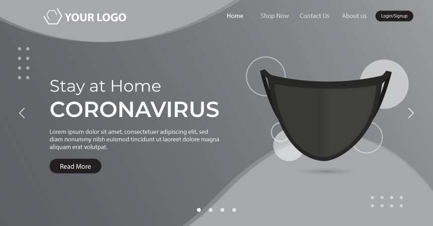Covid 19 landing page with mask