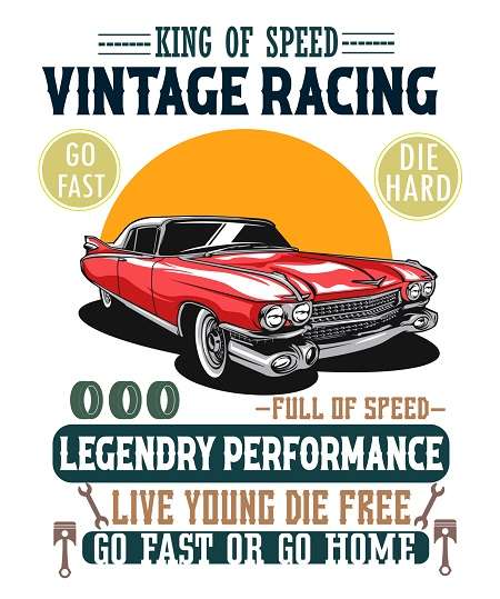 king of speed vintage racing legendry performance go fast or go home t shirt design