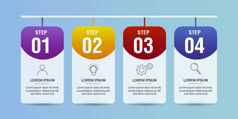 Professional four steps infographic template