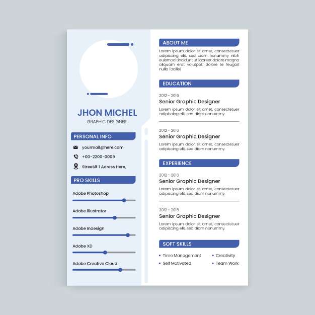 Simple modern template for cv download