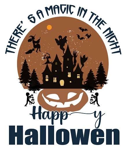 There is a magic in night Happy Halloween design