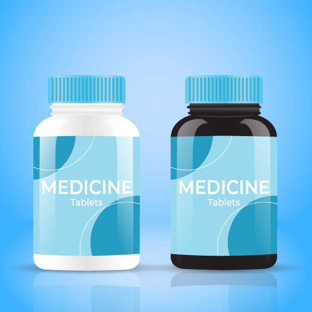 Medicine tablets bottle with label