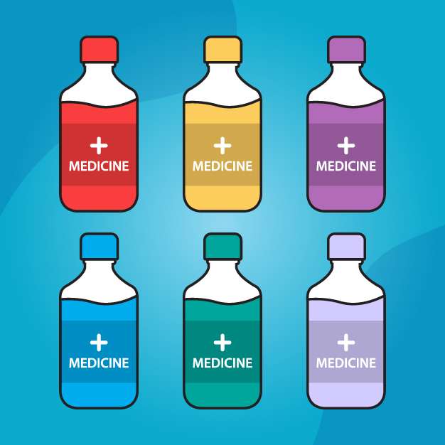 Syrup bottle icons in multi colors