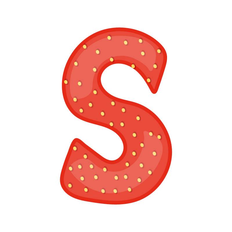 S alphabet strawberry fruit vector image