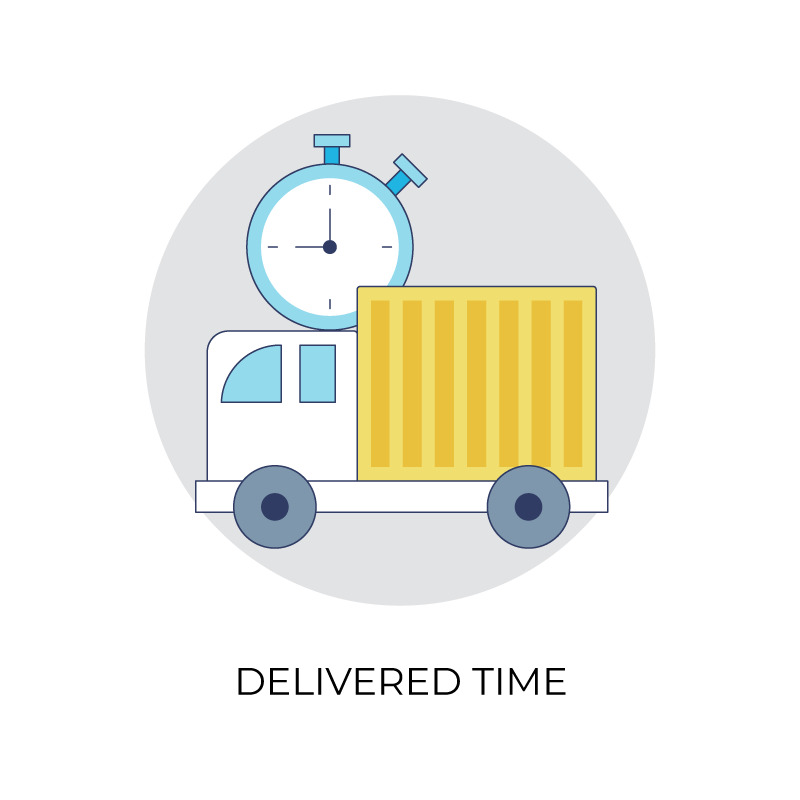 Delivery time flat color icon with shipping bus